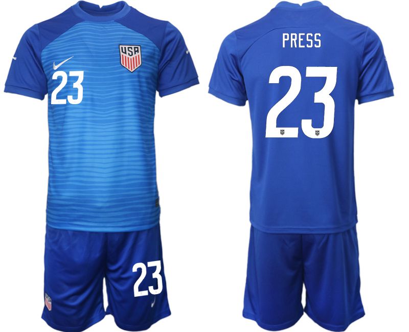 Men 2022 World Cup National Team United States away blue 23 Soccer Jersey